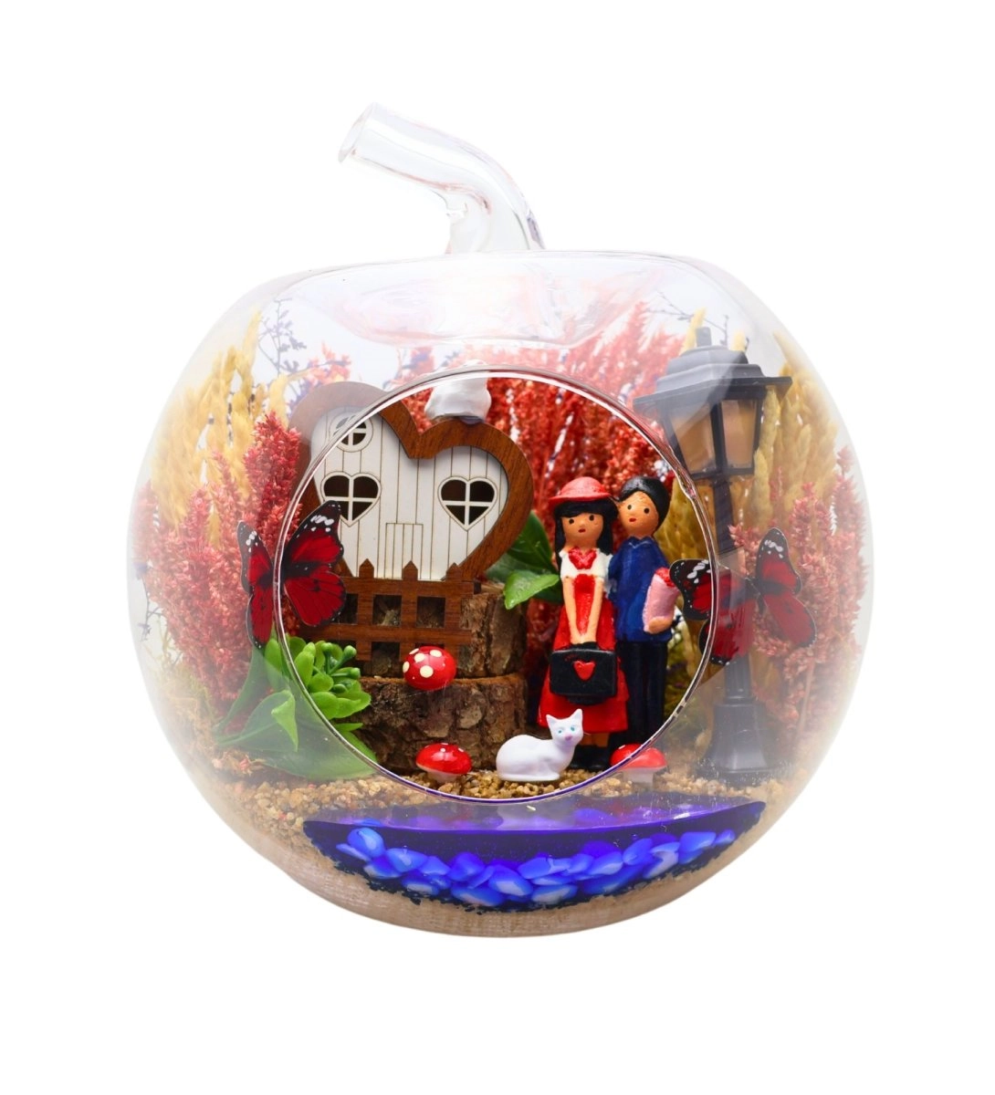 Sevgililer Ve Eşlere Özel Işıklı Orta Elma Teraryum