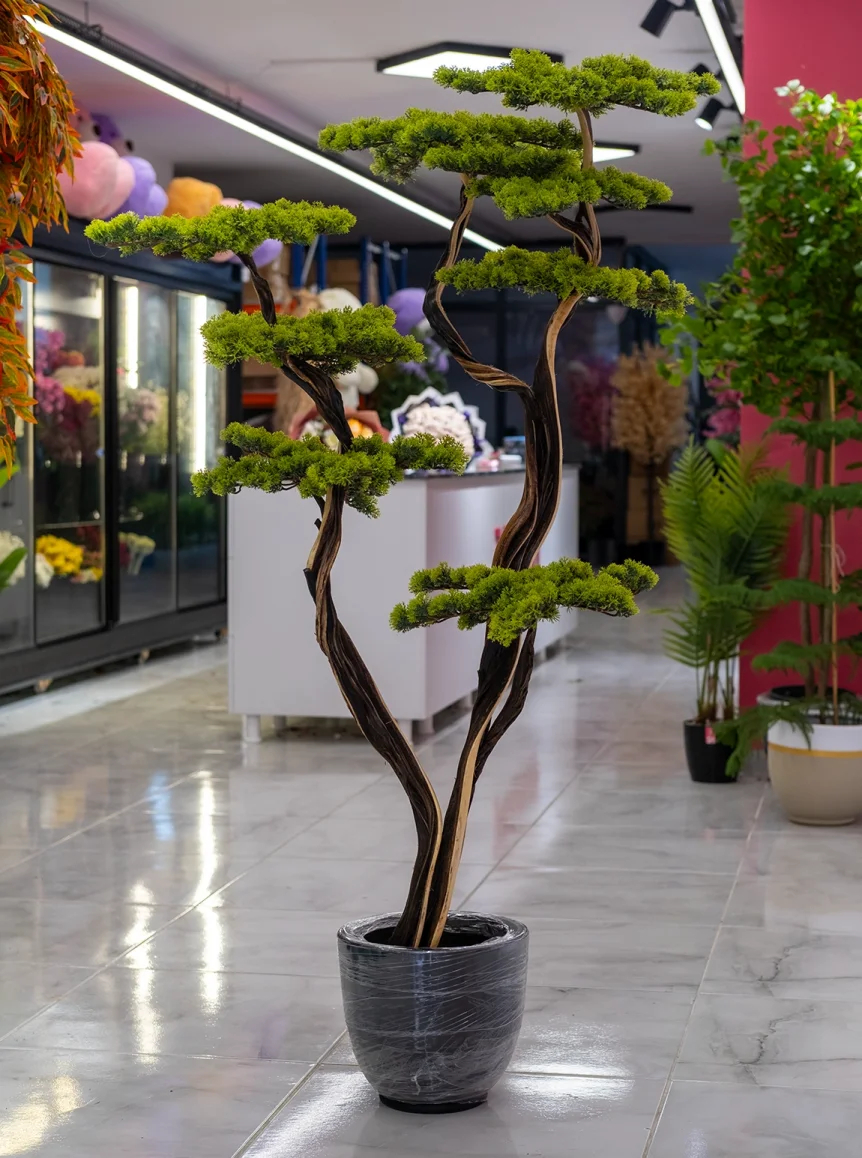 Çamur Saksıda Yapay 2 Bonsai Ağacı 170 Cm