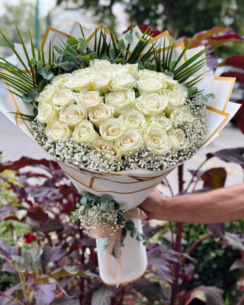 Premium Beyaz Buket Gül 31 Adet