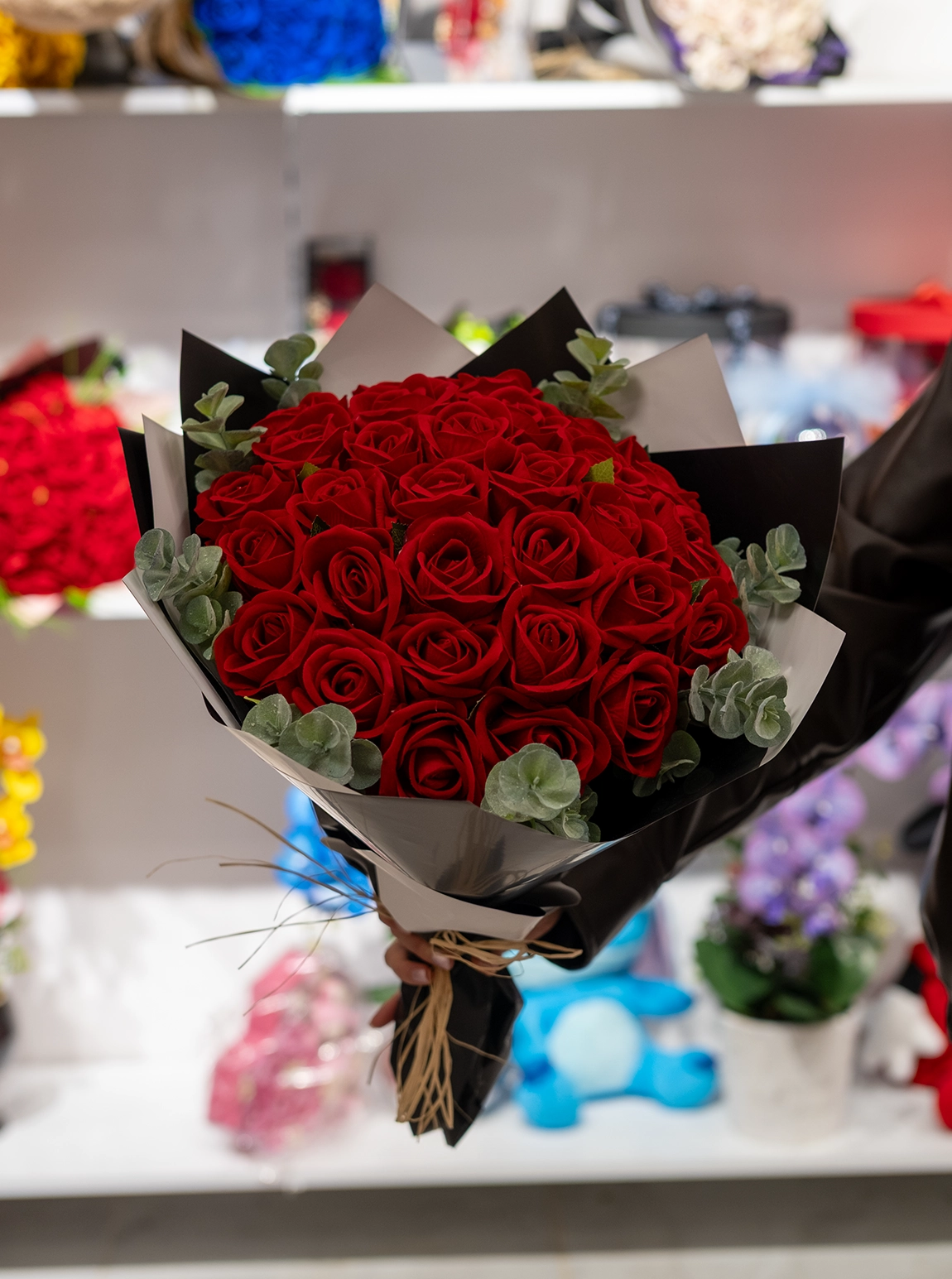 Yapay Kırmızı Kadife Gül Buketi 30'Lu